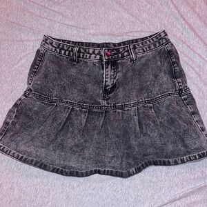 denim mini pleated skirt